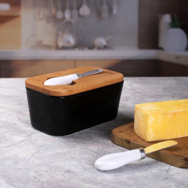 Plato de mantequilla de cerámi - Bamboo Cutlery reseña y precio
