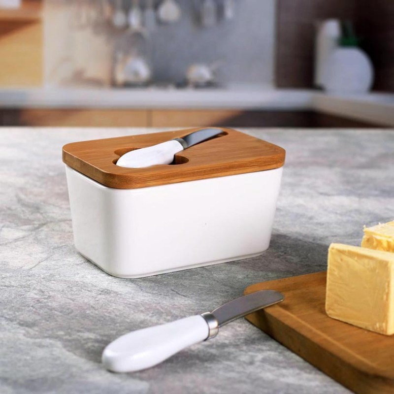 Plato de mantequilla de cerámi - Bamboo Cutlery reseña y precio